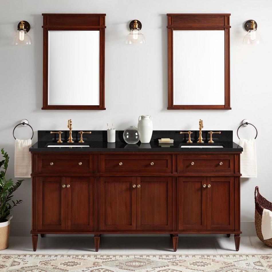 72" Elmdale Double Vanity for Rectangular Undermount Sinks-Antique Brown-Carbon Black  8"-Wh Sinks, , large image number 0