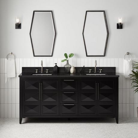 72" Holmesdale Vanity with Rectangular Undermount Sinks - Black