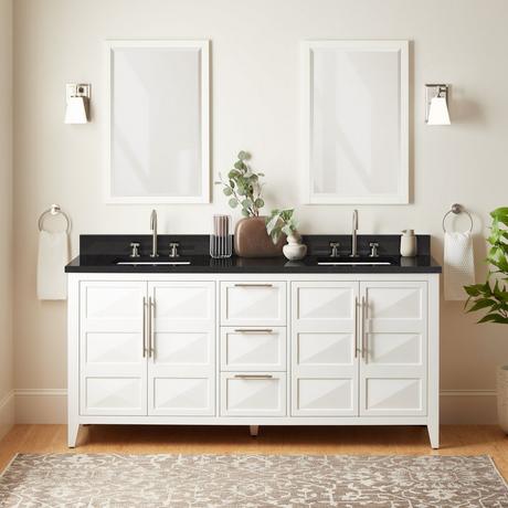 72" Holmesdale Vanity with Rectangular Undermount Sinks - Bright White