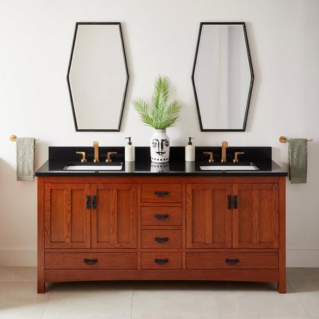 72" Maybeck Double Vanity With Rectangular Undermount sinks - Tinted Oak