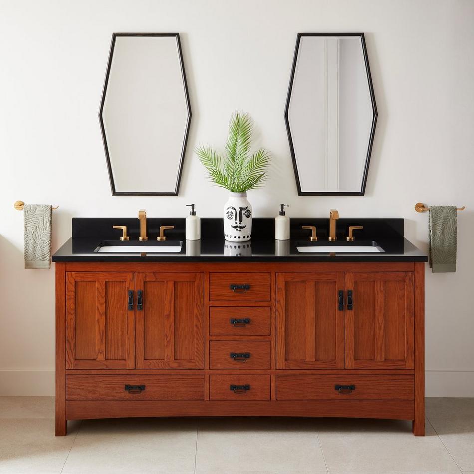 72" Maybeck Double Vanity With Rectangular Undermount sinks - Tinted Oak, , large image number 0