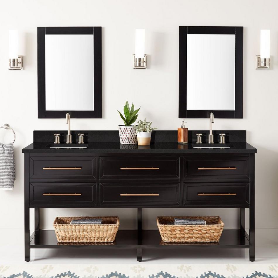 72" Robertson Double for Rectangular Undermount Sinks - Black - Carbon Black Quartz 8" - Sink, , large image number 0