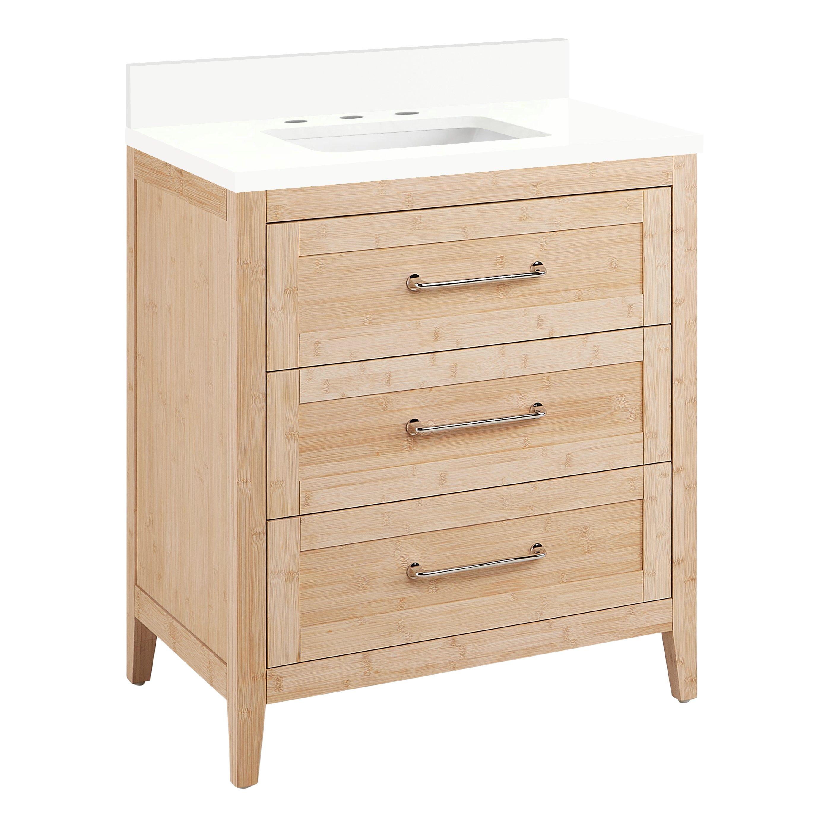 30" Arrietty Vanity - Rect Undermount Sink - Natural Bamboo - Arctic