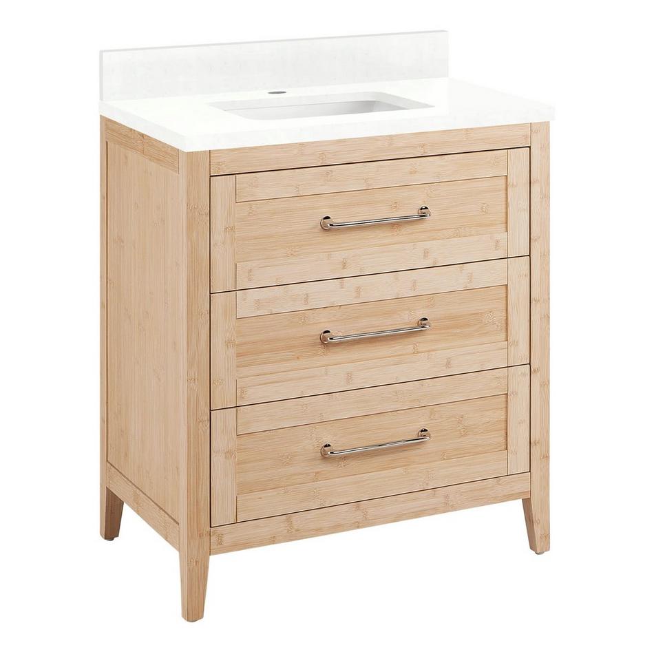 30" Arrietty Vanity - Rect Undermount Sink - Natural Bamboo - Feathered White - 1H, , large image number 0