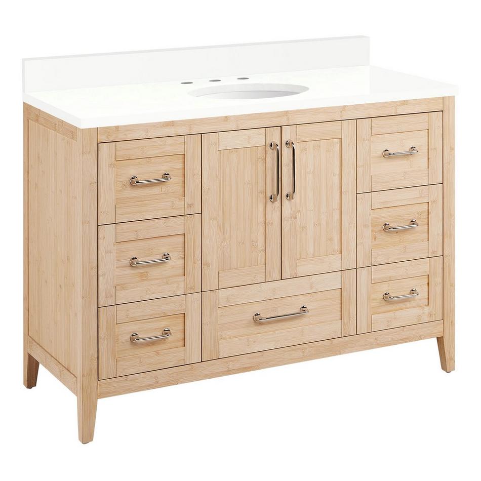 48" Arrietty Vanity with Outlet - Undermount Sink - Natural Bamboo - Arctic White - 8", , large image number 0