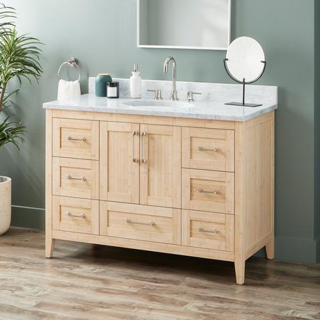 48" Arrietty Vanity with Outlet - Undermount Sink - Natural Bamboo