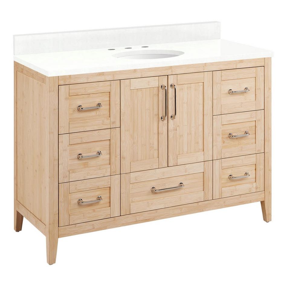 48" Arrietty Vanity with Outlet - Undermount Sink - Natural Bamboo - Feathered White - 8", , large image number 0