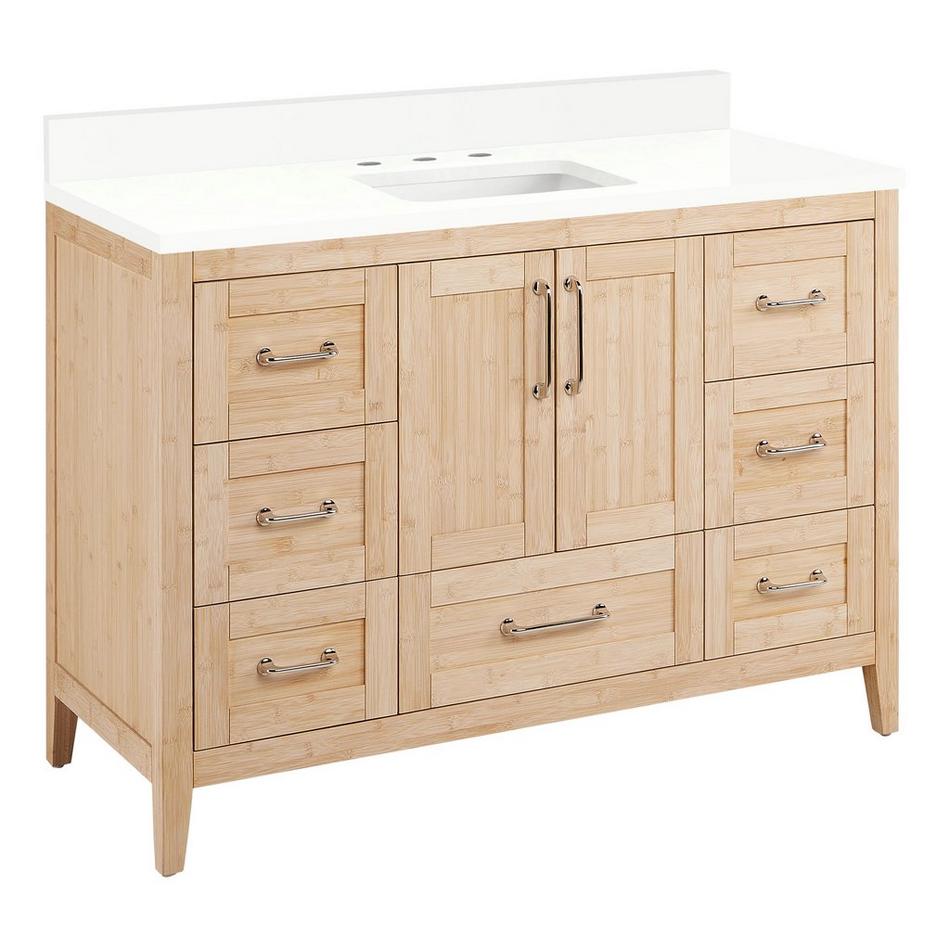 48" Arrietty Vanity with Outlet - Rect Undermount Sink - Natural Bamboo - Arctic White - 8", , large image number 0