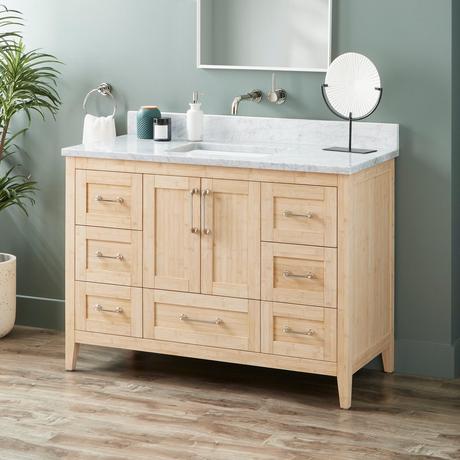 48" Arrietty Vanity with Outlet - Rect Undermount Sink - Natural Bamboo