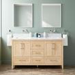 60" Arrietty Vanity with Outlets - Rect Undermount Sinks - Natural Bamboo, , large image number 1