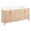 72" Arrietty Vanity with Outlets - Rect Undermount Sinks - Natural Bamboo - Feathered White - 1H, , large image number 0