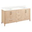 72" Arrietty Vanity with Outlets - Rect Undermount Sinks - Natural Bamboo - Feathered White - 8", , large image number 0