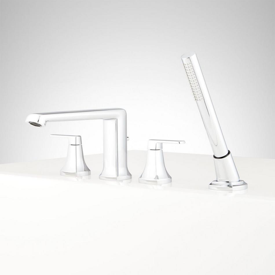 Sefina 4-Hole Roman Tub Faucet and Hand Shower with Rough-In Valve - Chrome, , large image number 1