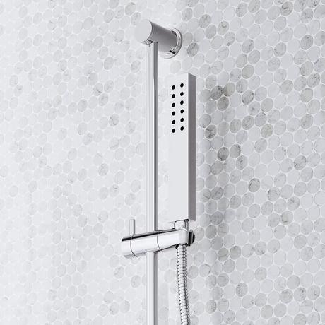 Sefina Thermostatic Shower System with Dual Showerheads, Slide Bar & Hand Shower