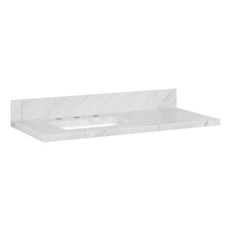 37" X 19" 3cm Marble Narrow Vanity Top with Left Offset Rect Undermount Sink - Carrara - Widespread