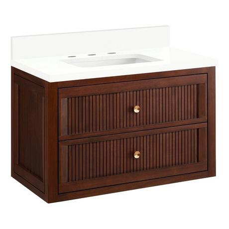 30" Nikolai Narrow Wall-Mount Vanity - Rect Undermount Sink - Winterland Walnut