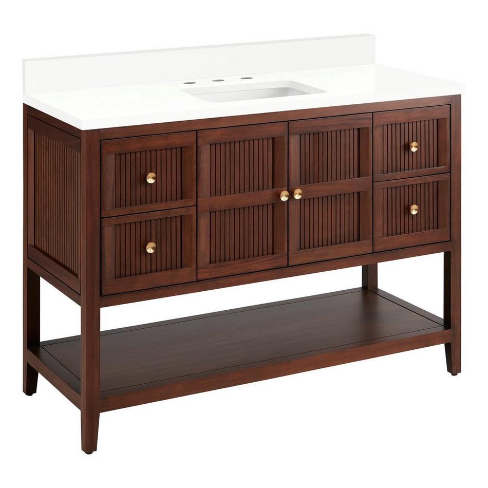48" Nikolai Vanity with Outlet - Rect Undermount Sink - Winterland Walnut - Arctic White - 8", , large image number 0
