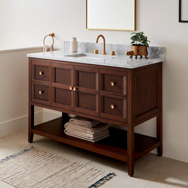 48" Nikolai Vanity with Outlet - Rect Undermount Sink - Winterland Walnut