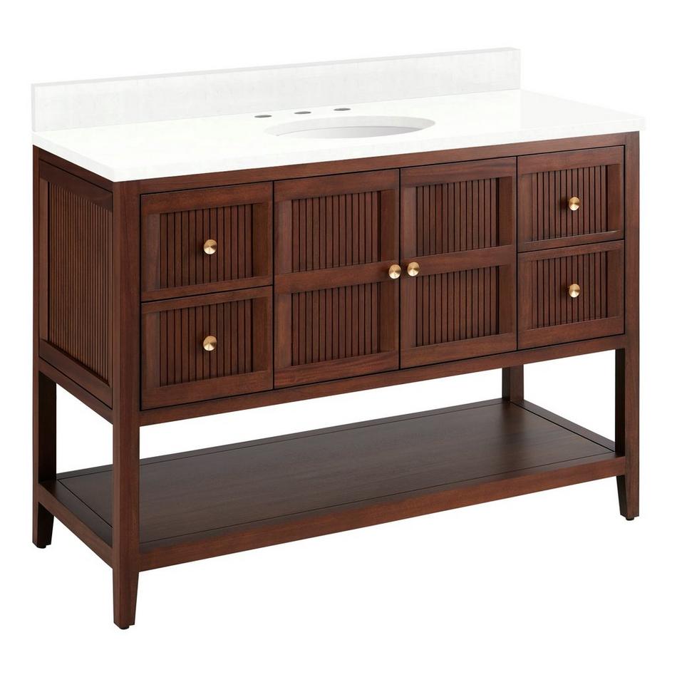 48" Nikolai Vanity with Outlet - Undermount Sink - Winterland Walnut - Feathered White - 8", , large image number 0