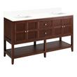 60" Nikolai Vanity with Outlets - Rect Undermount Sinks - Winterland Walnut - Arctic White - 1H, , large image number 0