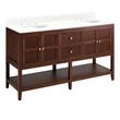 60" Nikolai Vanity with Outlets - Undermount Sinks - Winterland Walnut - Feathered White - 8", , large image number 0