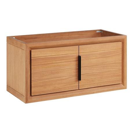 36" Aliso Narrow Wall-Mount Vanity - Outlets - Natural Teak - Cabinet Only