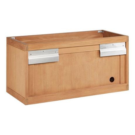 36" Aliso Narrow Wall-Mount Vanity - Outlets - Natural Teak - Cabinet Only