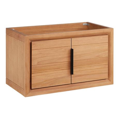 30" Aliso Narrow Wall-Mount Vanity - Outlets - Natural Teak - Cabinet Only