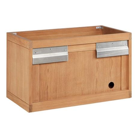 30" Aliso Narrow Wall-Mount Vanity - Outlets - Natural Teak - Cabinet Only