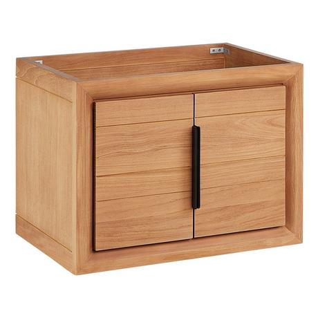 24" Aliso Narrow Wall-Mount Vanity - Outlets - Natural Teak - Cabinet Only
