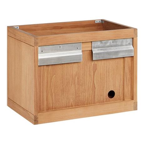 24" Aliso Narrow Wall-Mount Vanity - Outlets - Natural Teak - Cabinet Only
