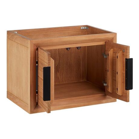 24" Aliso Narrow Wall-Mount Vanity - Outlets - Natural Teak - Cabinet Only