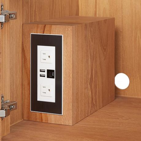 24" Aliso Narrow Wall-Mount Vanity - Outlets - Natural Teak - Cabinet Only