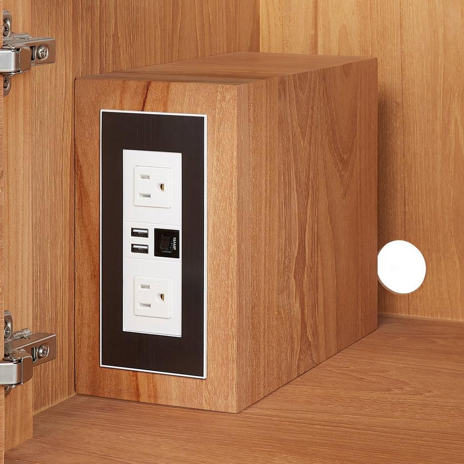 72" Aliso Console Vanity - Outlets - Natural Teak - Cabinet Only, , large image number 4