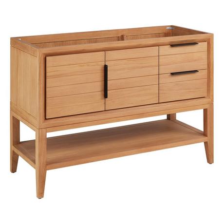 48" Aliso Console Vanity - Outlets - Natural Teak - Cabinet Only