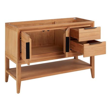 48" Aliso Console Vanity - Outlets - Natural Teak - Cabinet Only