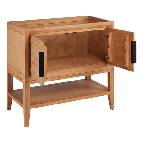 36" Aliso Console Vanity with Undermount - Outlets - Natural Teak
