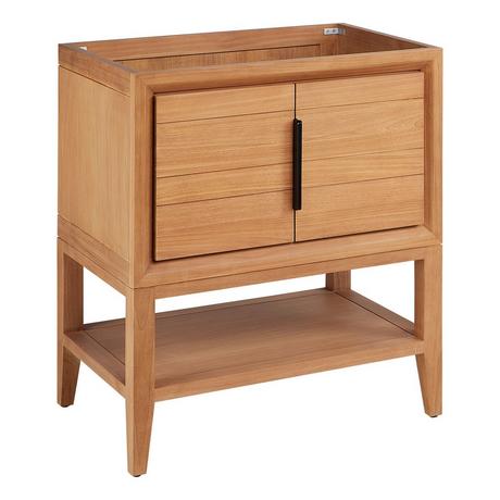 30" Aliso Console Vanity - Outlets - Natural Teak - Cabinet Only