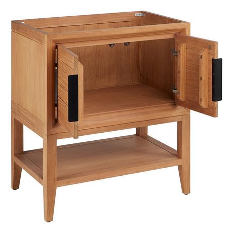 30" Aliso Console Vanity - Outlets - Natural Teak - Cabinet Only