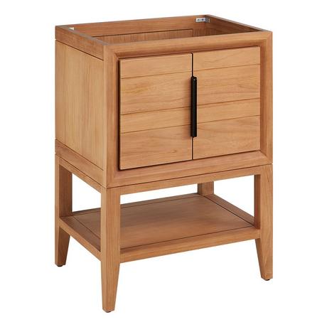 24" Aliso Console Vanity - Outlets - Natural Teak - Cabinet Only