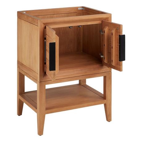 24" Aliso Console Vanity - Outlets - Natural Teak - Cabinet Only
