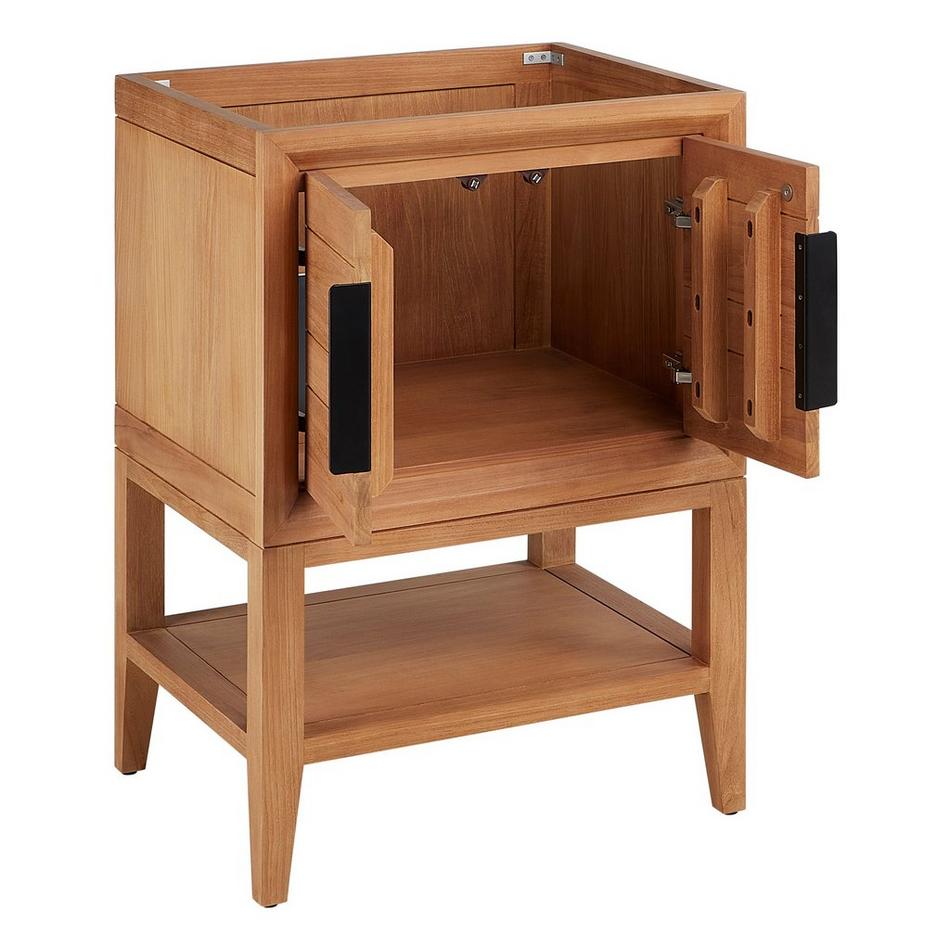 24" Aliso Console Vanity - Outlets - Natural Teak - Cabinet Only, , large image number 1