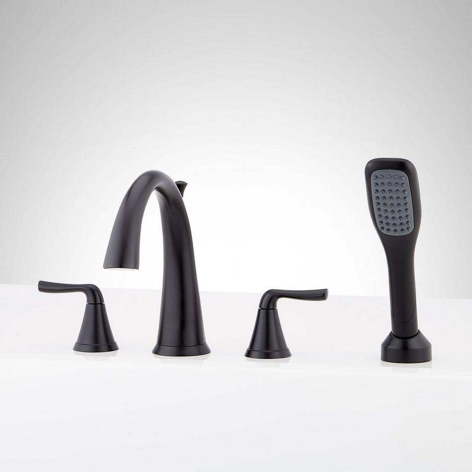 Provincetown 4-Hole Roman Tub Faucet and Hand Shower with Rough-In Valve - Matte Black, , large image number 0