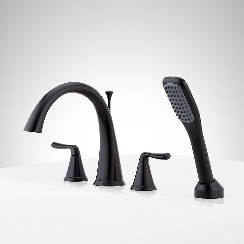 Provincetown 4-Hole Roman Tub Faucet and Hand Shower with Rough-In Valve - Matte Black, , large image number 1