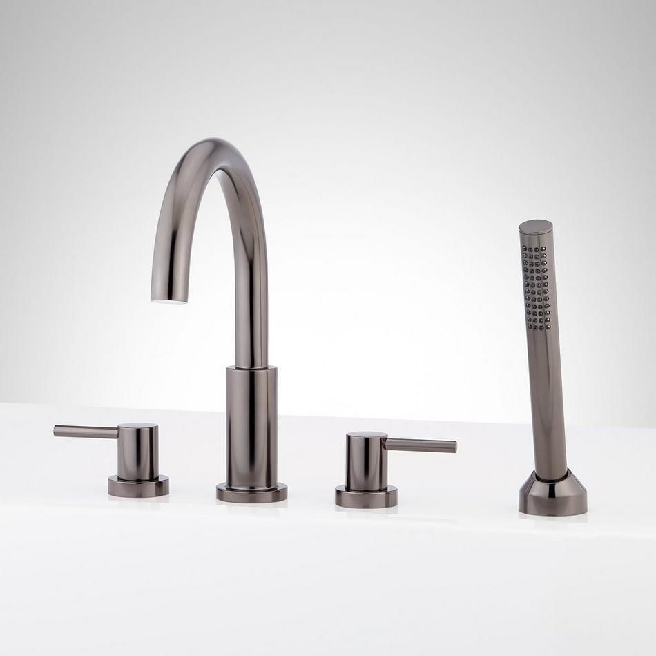 Lexia 4-Hole Roman Tub Faucet and Hand Shower with Rough-In Valve - Gunmetal, , large image number 0