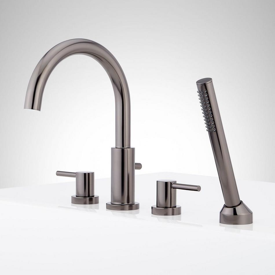 Lexia 4-Hole Roman Tub Faucet and Hand Shower with Rough-In Valve - Gunmetal, , large image number 1