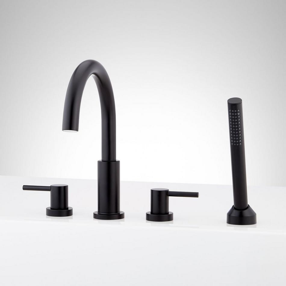 Lexia 4-Hole Roman Tub Faucet and Hand Shower with Rough-In Valve - Matte Black, , large image number 0