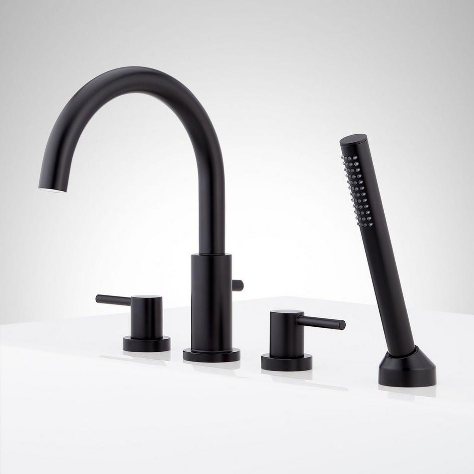 Lexia 4-Hole Roman Tub Faucet and Hand Shower with Rough-In Valve - Matte Black, , large image number 1