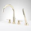 Lexia 4-Hole Roman Tub Faucet and Hand Shower with Rough-In Valve - Polished Brass, , large image number 1
