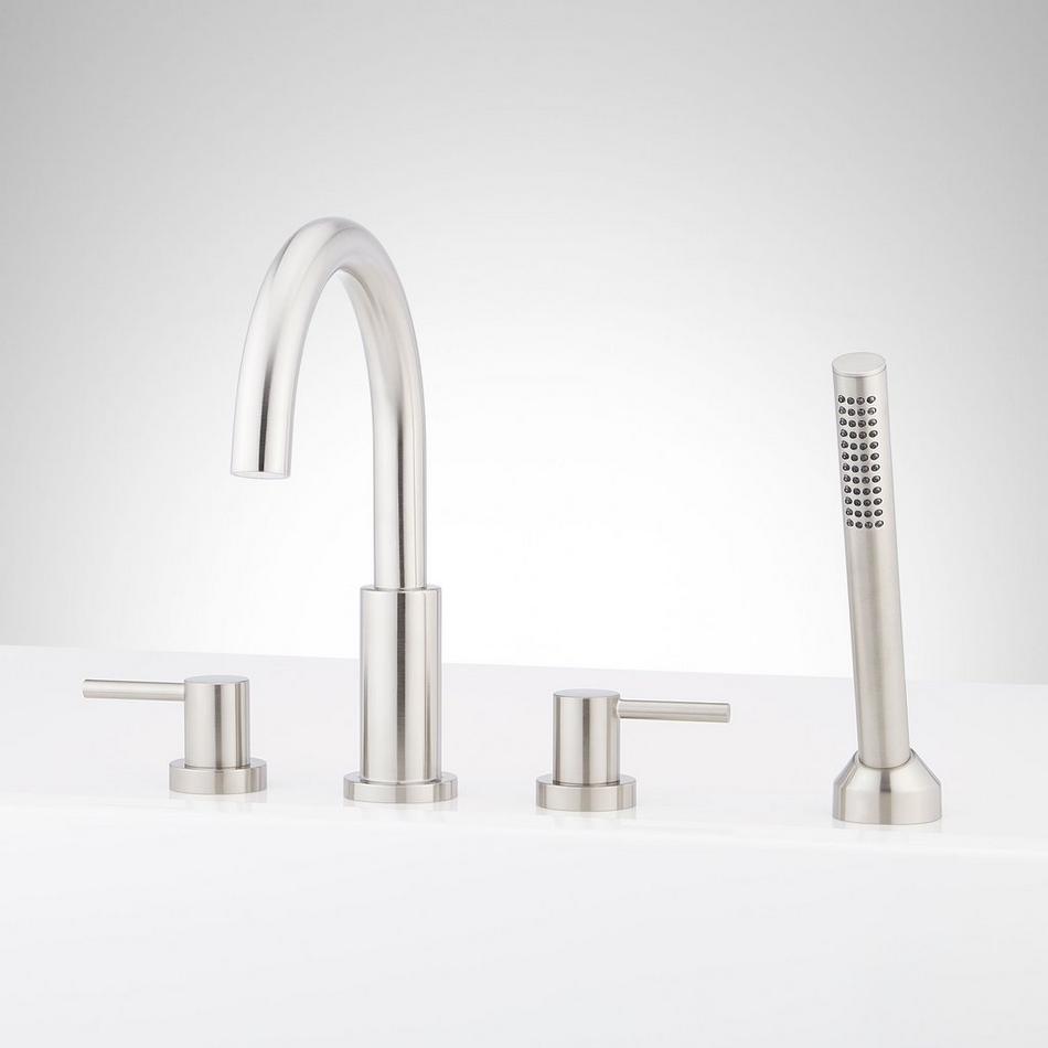 Lexia 4-Hole Roman Tub Faucet and Hand Shower with Rough-In Valve - Brushed Nickel, , large image number 0